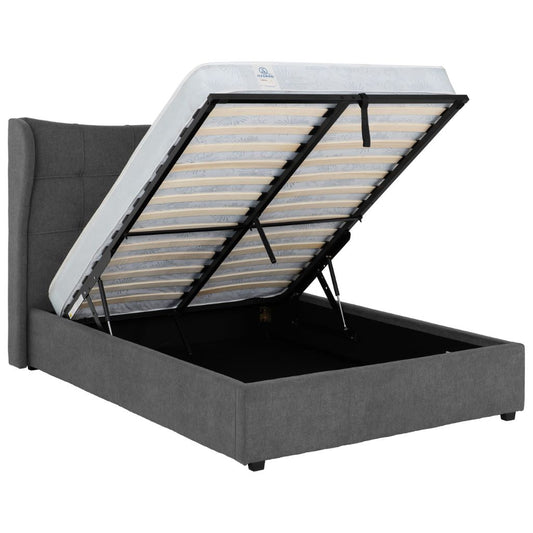 Verona Grey Fabric Ottoman Bedframe Open