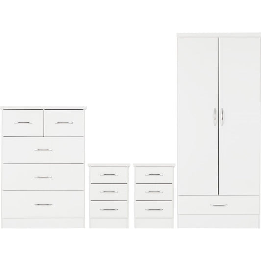 Nevada White 4 Piece Bedroom Furniture Set