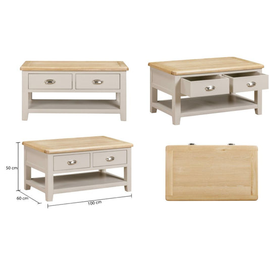 Wooden coffee table with grey and oak