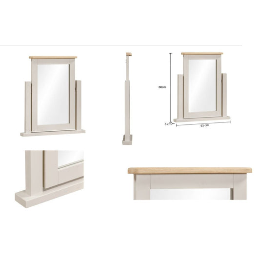 Grey mirror with wooden top