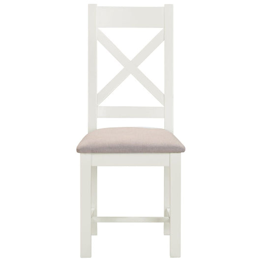 Pair of Windsor Ivory Cross Back Dining Chairs Front