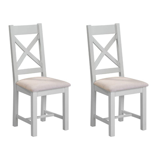 Pair of Windsor Pebble Grey Cross Back Chairs