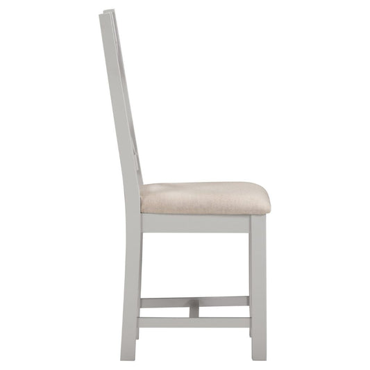 Windsor Pebble Grey Cross Back Chair Side