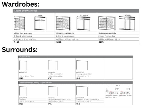 Alegro Alpine White 2-Door Mirrored Sliding Wardrobe Range by Rauch