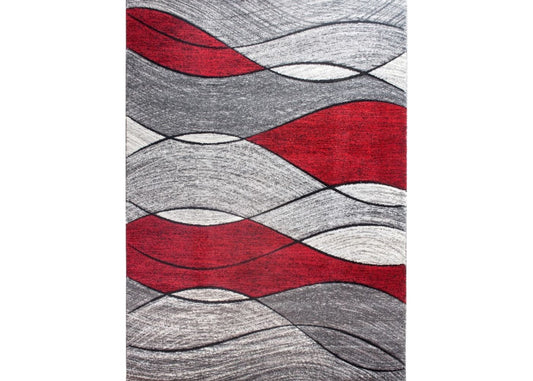 Impulse Waves Grey, Black & Red Rug Range by Floor Trends