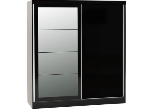 Nevada Black Gloss 2-Door Sliding Wardrobe by Wholesale Beds Angle