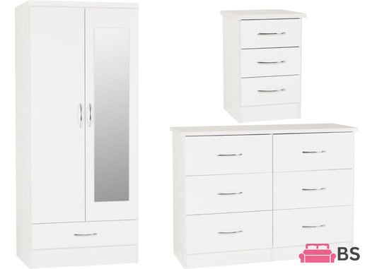 Nevada White Gloss 3 Piece Bedroom Furniture Set by Wholesale Beds & Furniture