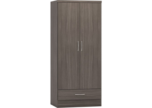 Nevada Black Wood Grain 2-Door Wardrobe by Wholesale Beds & Furniture
