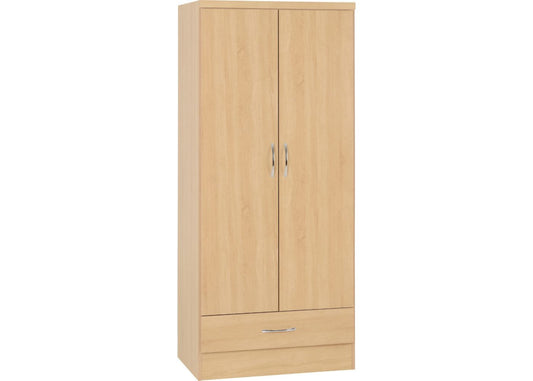 Nevada Sonoma Oak Effect 2-Door 1-Drawer Wardrobe by Wholesale Beds & Furniture