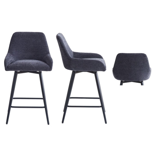 Oscar Graphite Counter Stool Side