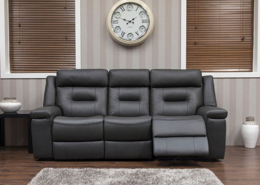 Osbourne Full Leather Sofa Range by SofaHouse -3 Seater - Dark Grey