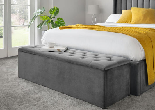 Ravello Dark Grey Velvet Blanket Box by Julian Bowen