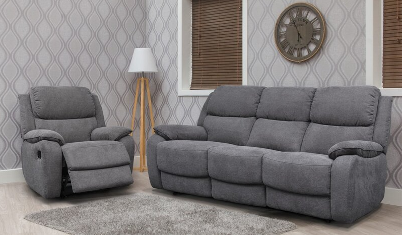 Parker Fabric Sofa Range in Grey by SofaHouse 3+1