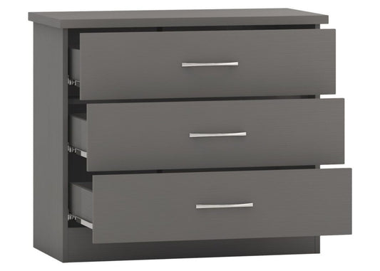 Nevada 3D Effect Grey 3-Drawer Chest by Wholesale Beds & Furniture