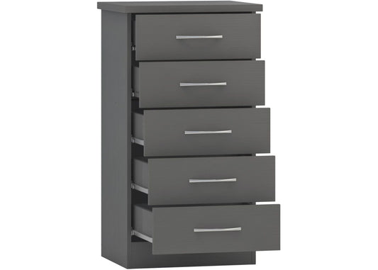 Nevada 3D Effect Grey 5-Drawer Narrow Chest by Wholesale Beds & Furniture