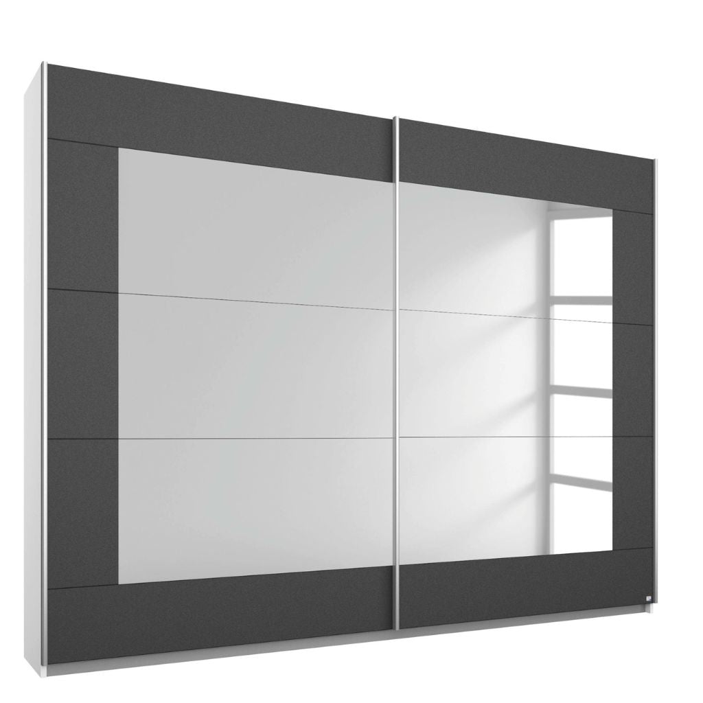 Alegro Metallic Grey 2-Door Mirrored Sliding Wardrobe