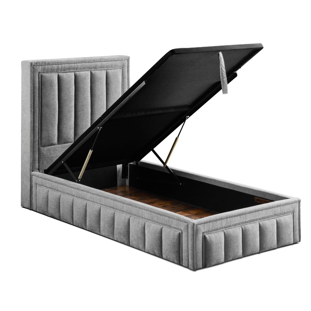 Amelia Grey Gas-Lift Storage Bed