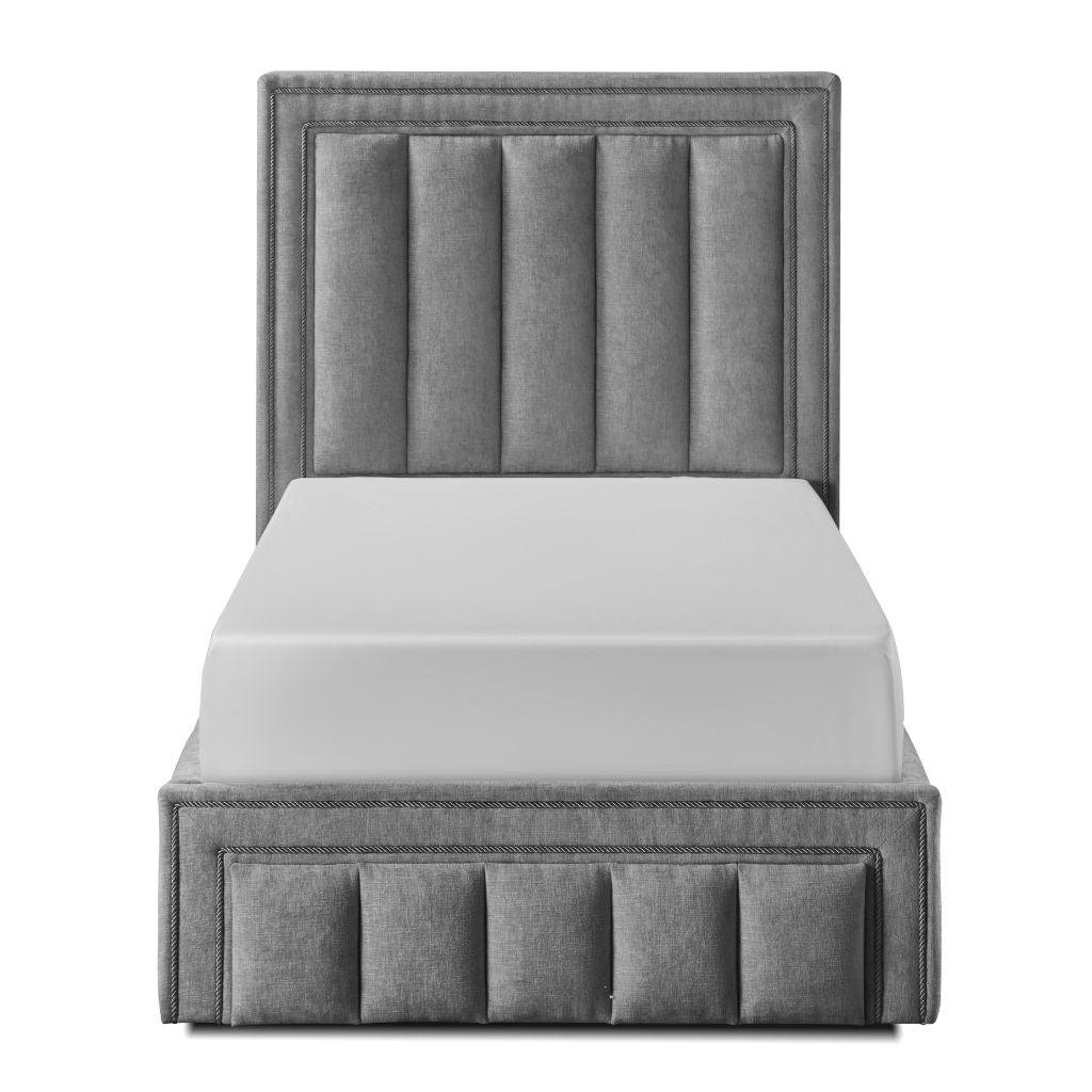 Amelia Grey Storage Bedframe Front