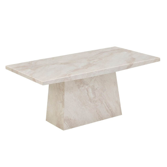 Beige marble coffee table on a white background