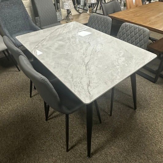 Argenta 1.2m Dining Table + 4 Grey Chairs