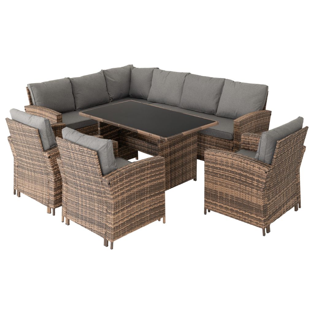 Aspen Rattan Garden Furniture Set with Corner Sofa, Table and Chairs
