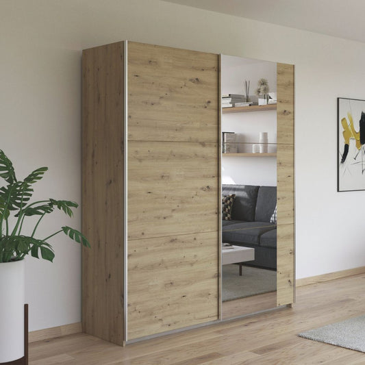 Oak sliding wardrobe Ireland in bedroom