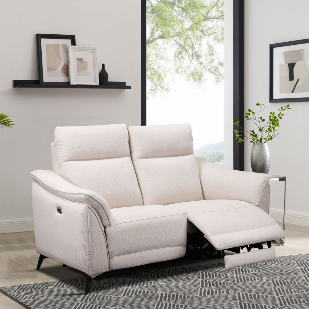 Austin White Fabric 2 Seater Sofa