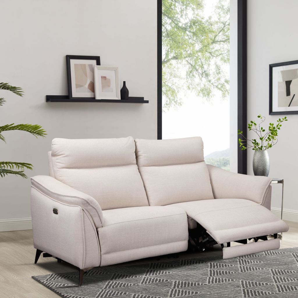 Austin White Fabric 3 Seater Sofa
