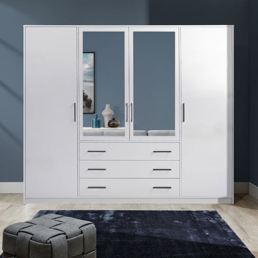 Bali 4 Door White Wardrobe