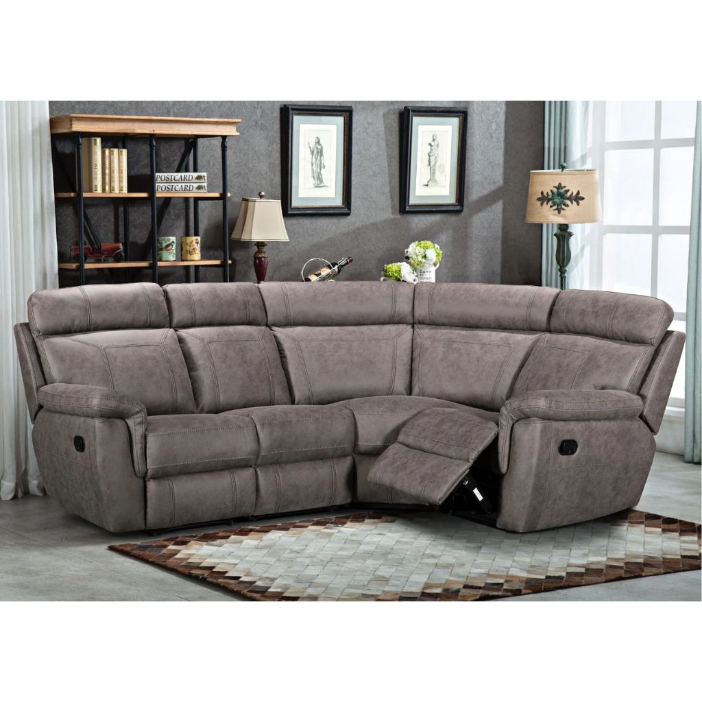 Baxter Fabric 2&1 Grey Reclining Corner Sofa