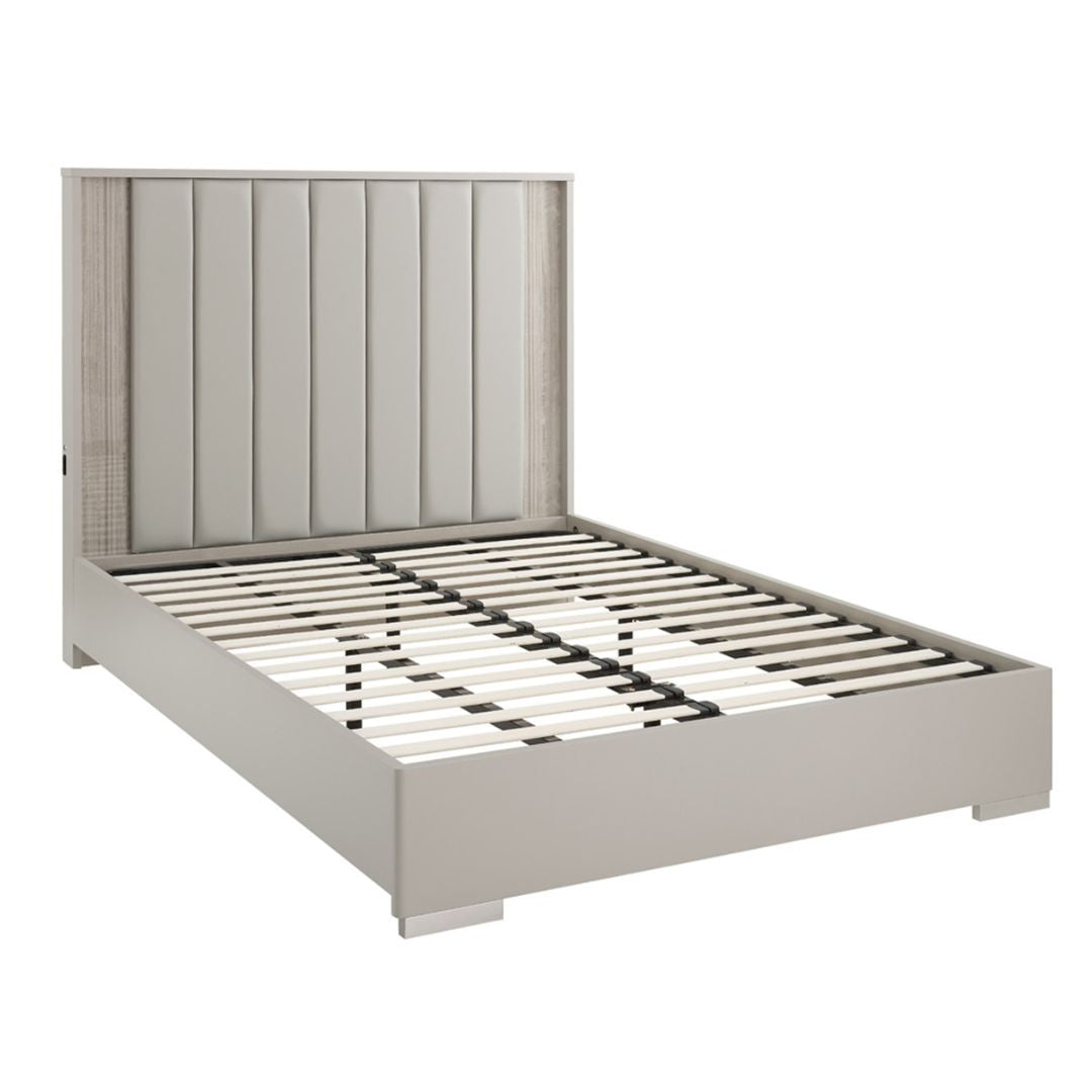 Grey Slatted Wooden Bedframe