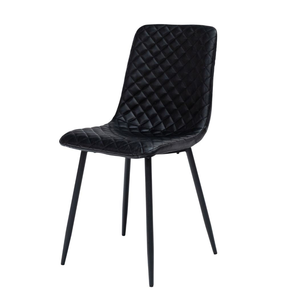 Black quilted chair on a white background