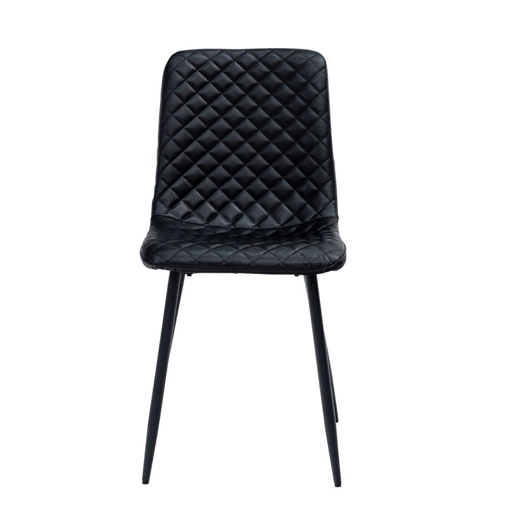 Black quilted chair on a white background