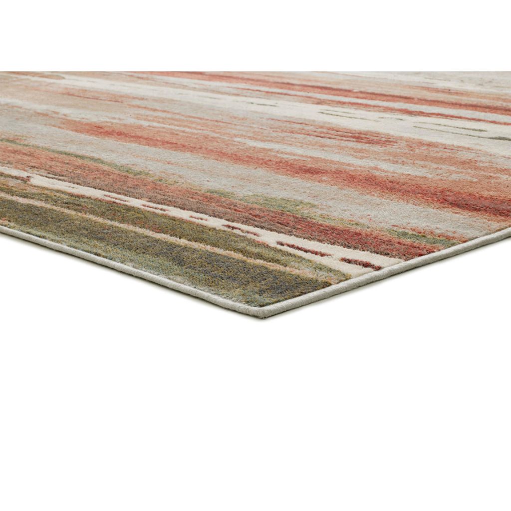 Multicolored striped rug on a white background
