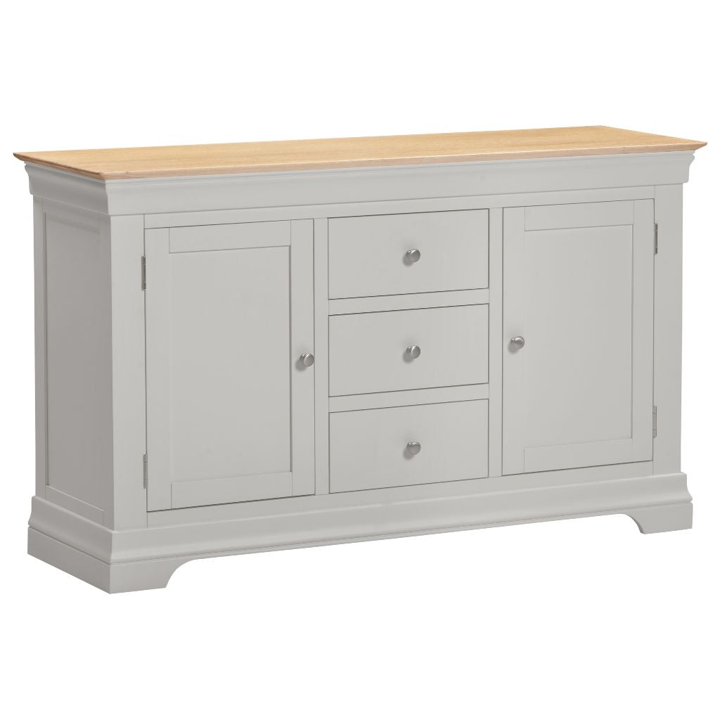 Bordeaux Pebble Grey 2 Door 3 Sideboard Angle