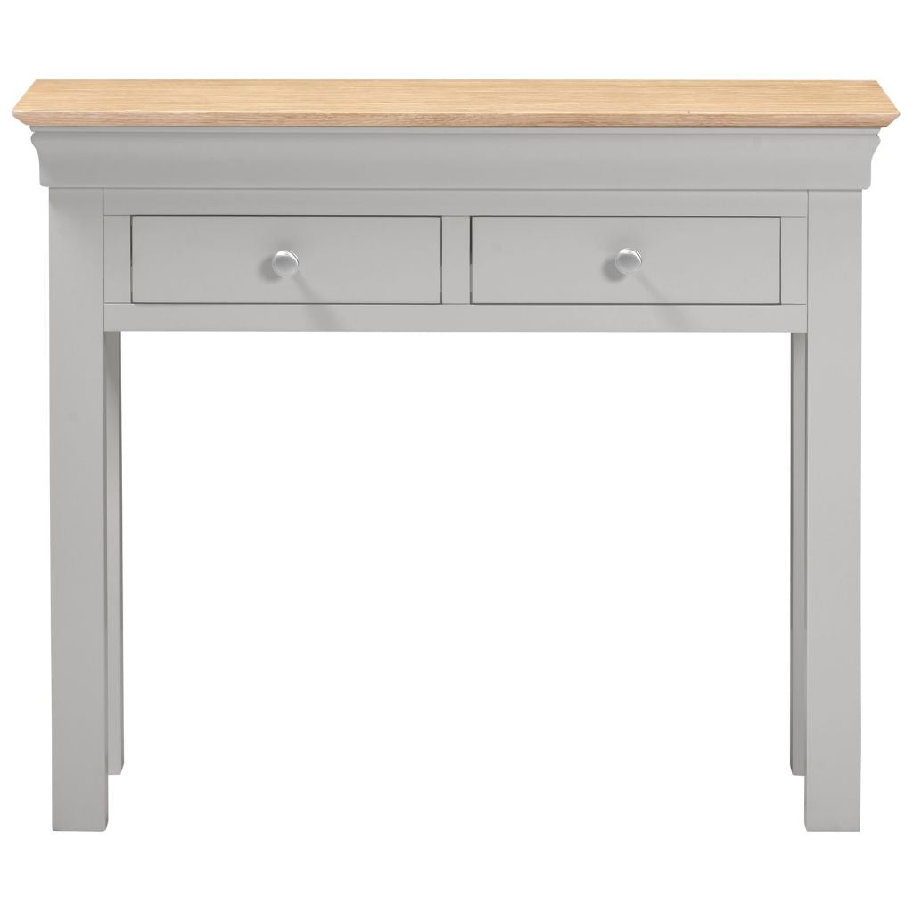 Bordeaux Pebble Grey 2 Drawer Console Table Front