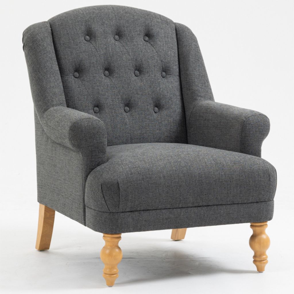Charlotte Dark Grey Accent Chair Angle