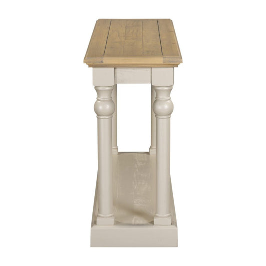 Small wooden table with a light finish on a white background