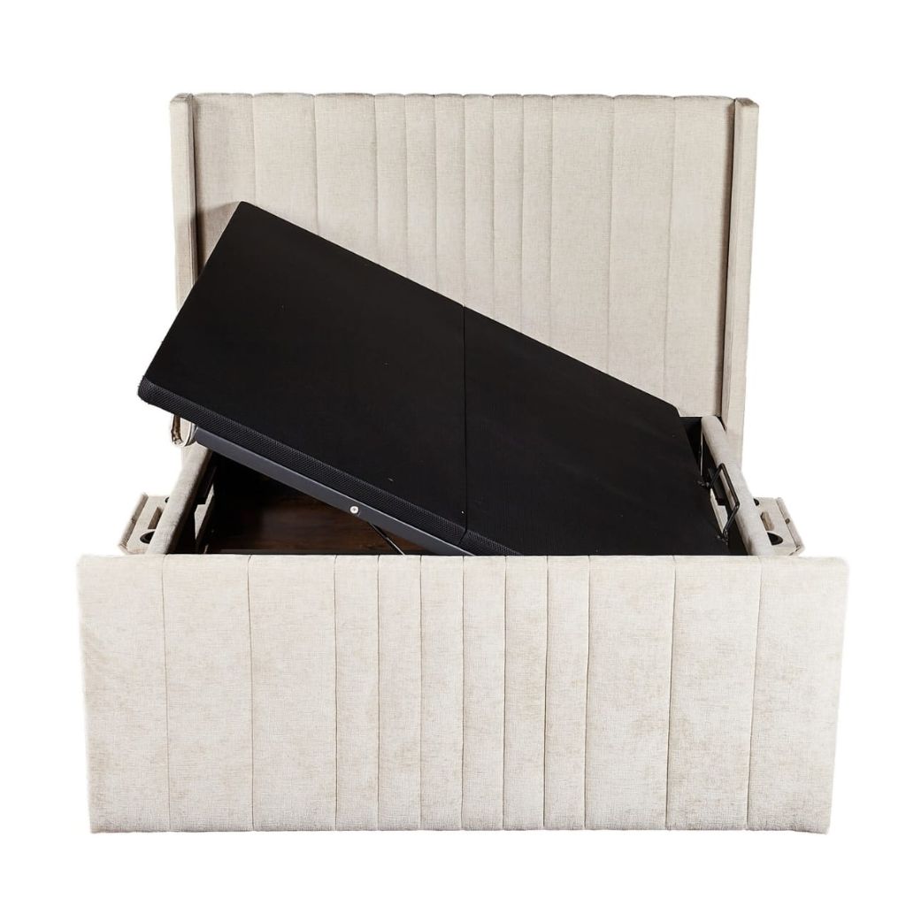 Clara Beige Side Opening Ottoman