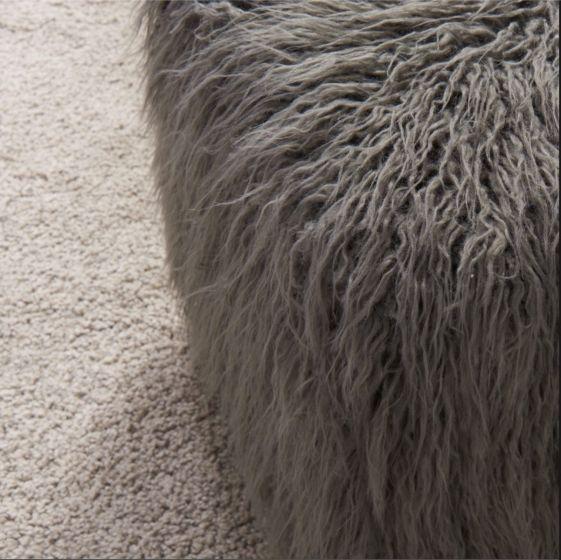 Grey Shaggy Footstool