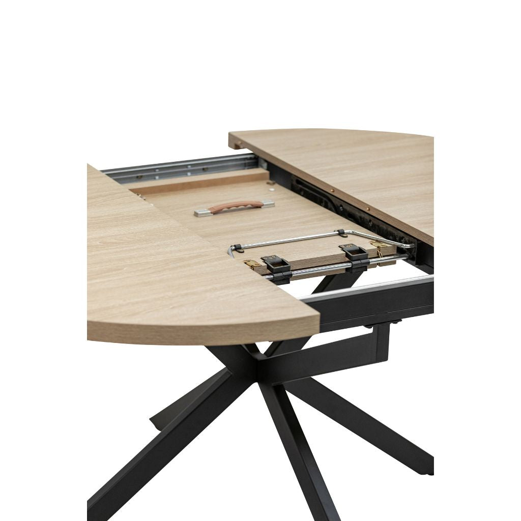 Delta 1.2m Round Extending Oak Dining Table Mechanism