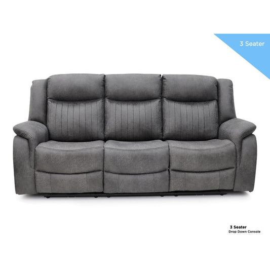 Gray sofa with reclining feature on a white background