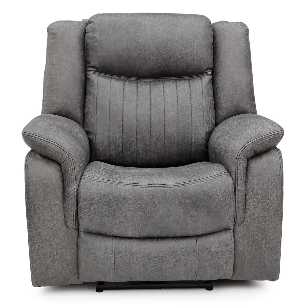 Gray recliner chair on a white background