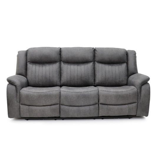 Gray sofa with reclining feature on a white background