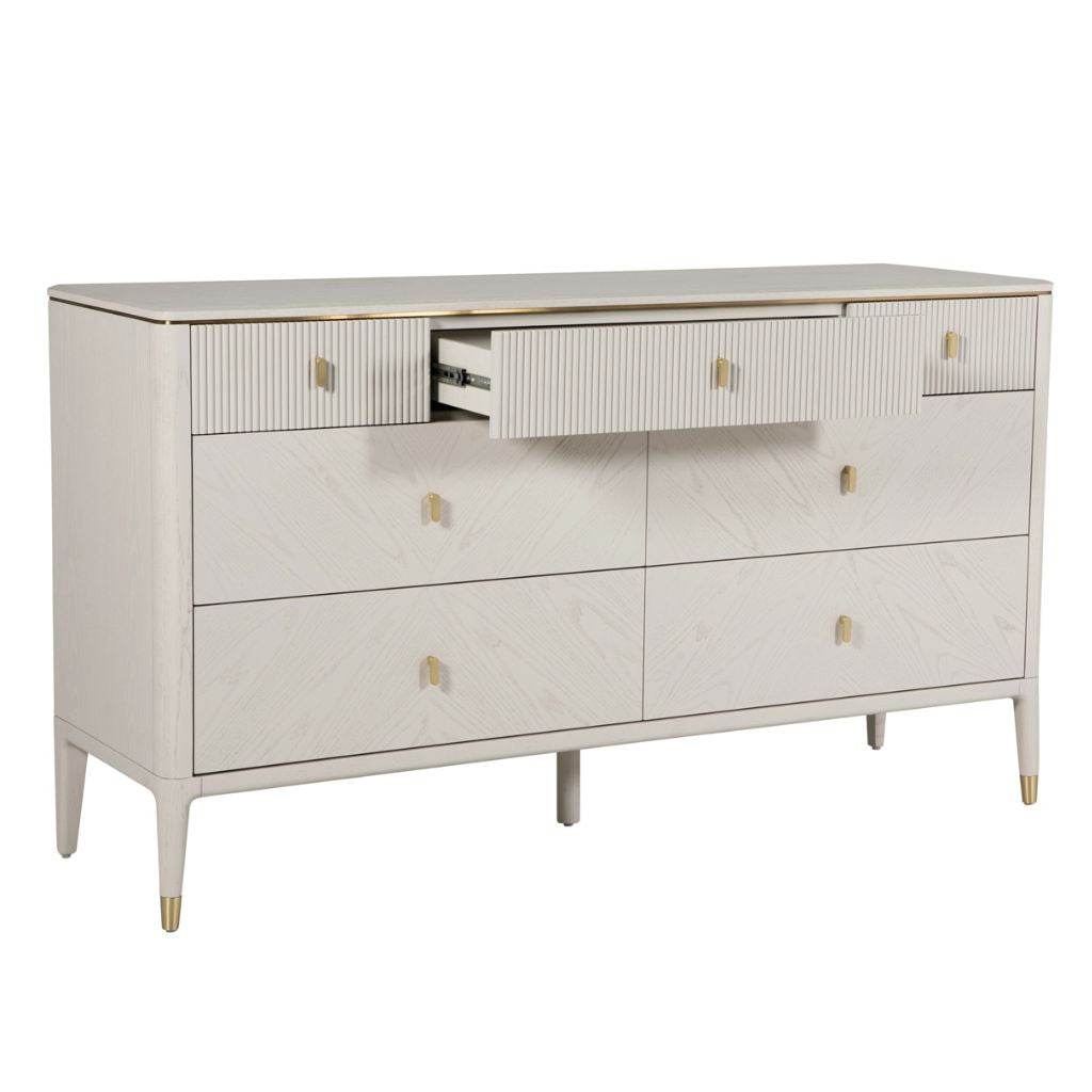 Diletta Stone 7 Drawer Chest Open