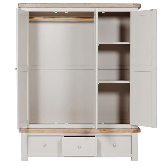 Doune Taupe 3 Door Wardrobe Open