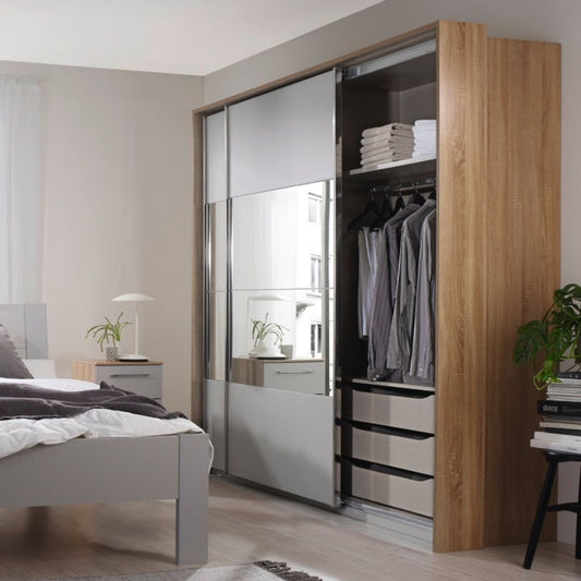Ellesse 2-Door Half Mirrored Sliding Wardrobe Open