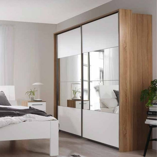 Ellesse High Polish Effect Grey 2-Door Half Mirrored Sliding Wardrobe Range by Rauch