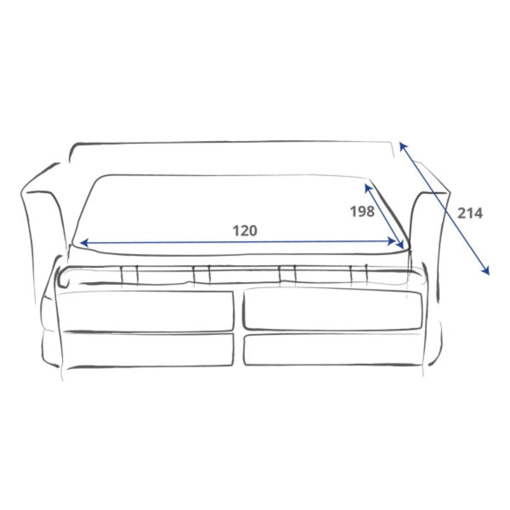 Eve Opulence Granite 2-Seater Sofabed Dimensions Open