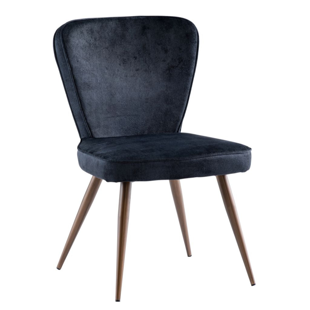 Flero Black Fabric Dining Chair with Brass Leg